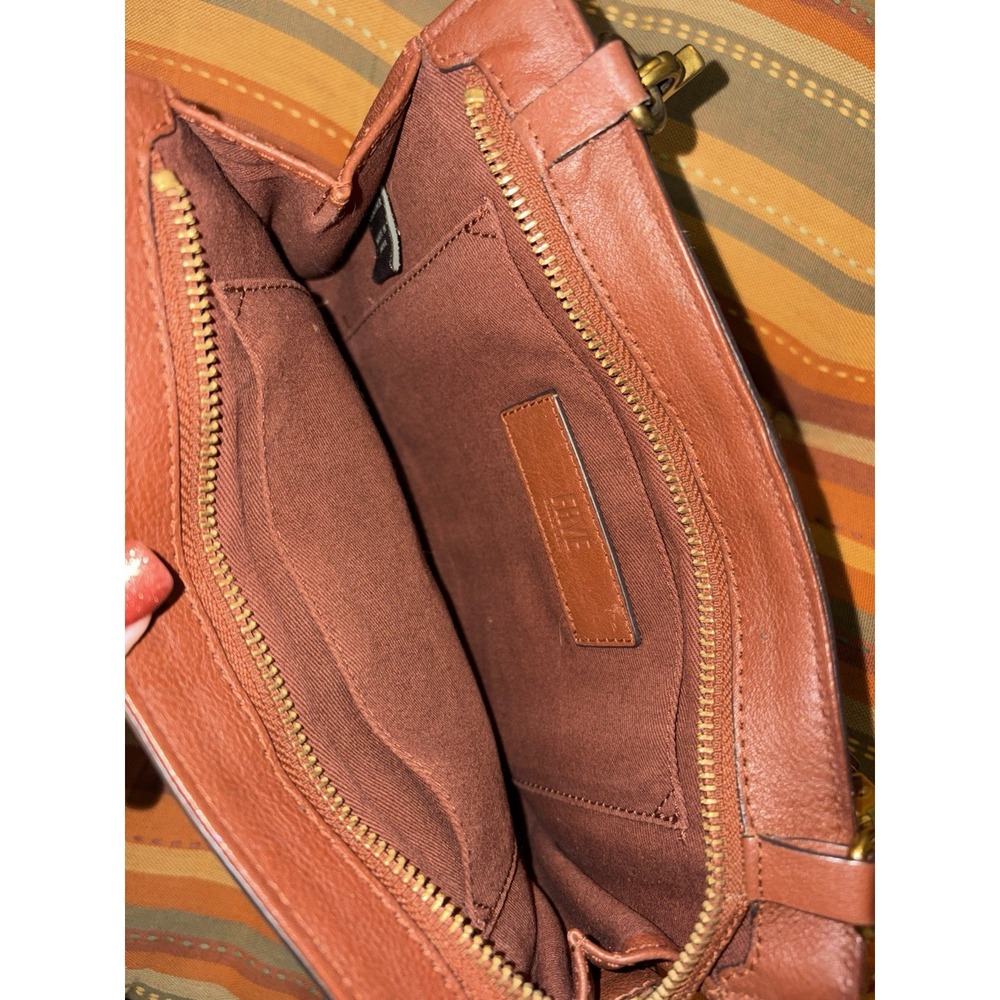 Frye Brown Leather Small Crossbody Bag Adjustable Strap Zip Close Snap Pocket - Picture 10 of 13
